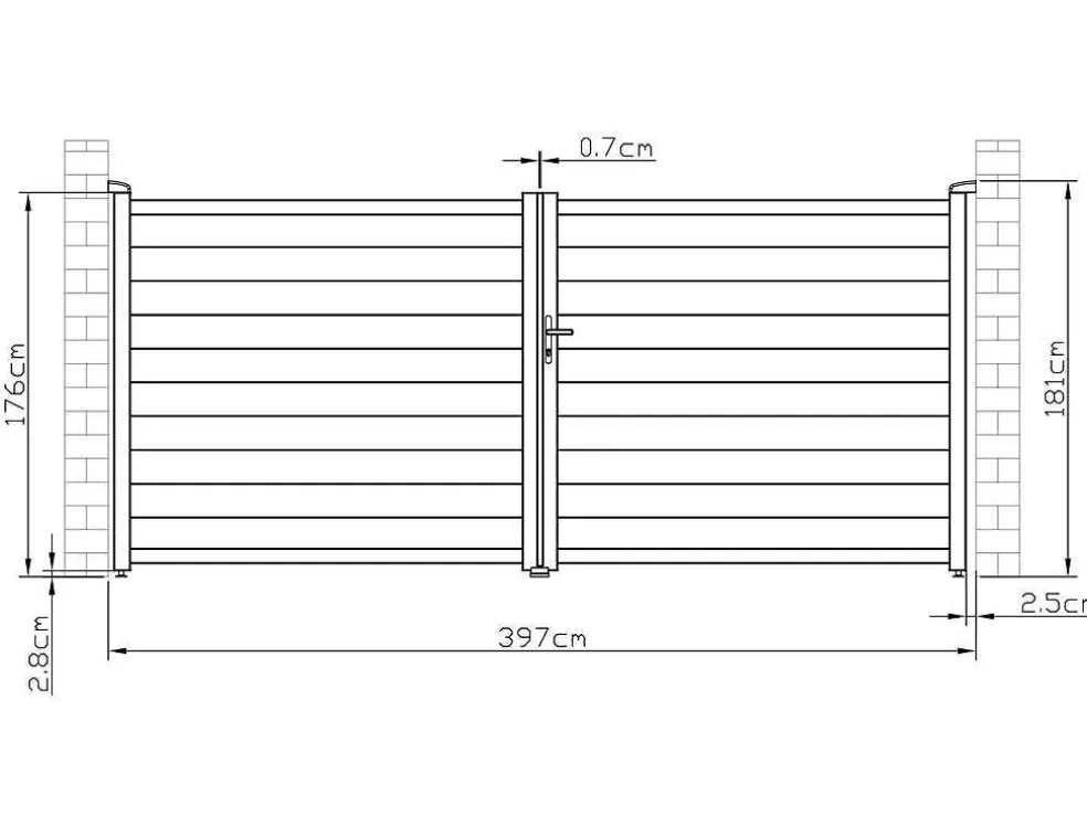Elektrische Draaipoort Van Aluminium L397 X H181 Cm Wit - Nazario