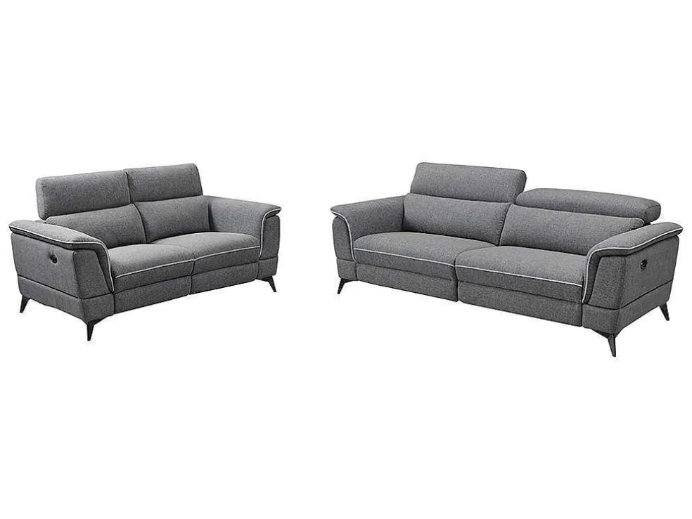 Elektrische Relaxbankstel 3+2 Macari - Stof - Grijs