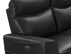 Elektrische Relax-Driezitsbank En -Fauteuil Van Zwart Vaarsleer Damon