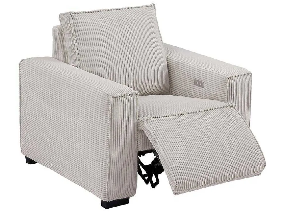 Elektrische Relaxfauteuil Van Lichtgrijs Ribfluweel Amelio