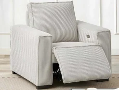Elektrische Relaxfauteuil Van Lichtgrijs Ribfluweel Amelio