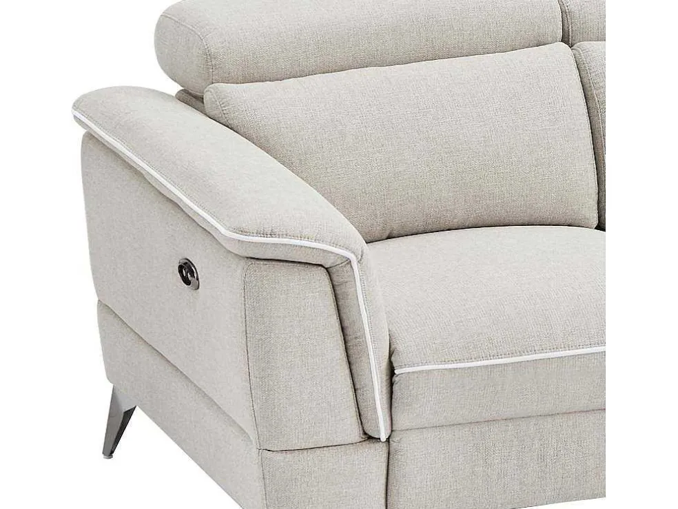 Elektrische Relax-Zitbank Met 3 Plaatsen In Beige Stof Macari