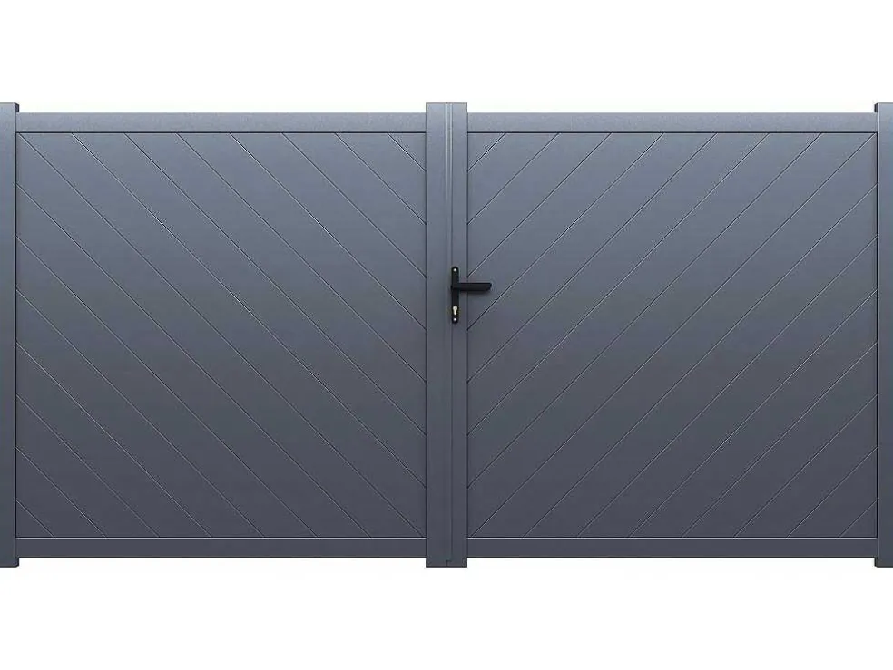 Elektrische Vleugelpoort - Vol Aluminium - L350 X H160 Cm - Antraciet - Zerano