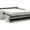 Express-Driezitsslaapbank Van Beige Ribfluweel - Bed Met Brede Latten 140 Cm - Matras 18 Cm - Mondovi