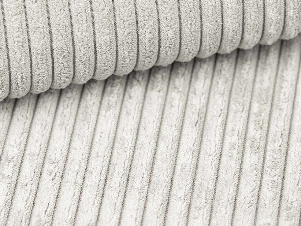 Express-Driezitsslaapbank Van Beige Ribfluweel - Bed Met Brede Latten 140 Cm - Matras 18 Cm - Mondovi