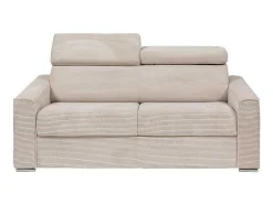 Express-Driezitsslaapbank Van Beige Ribfluweel - Bed Met Brede Latten 140 Cm - Matras 18 Cm - Vizir