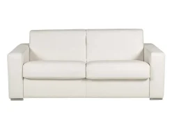 Express-Driezitsslaapbank Van 100% Wit Buffelleer, Matras 22 Cm Delectea Ii