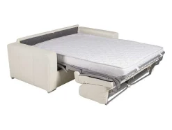 Express-Driezitsslaapbank Van 100% Wit Buffelleer, Matras 22 Cm Delectea Ii