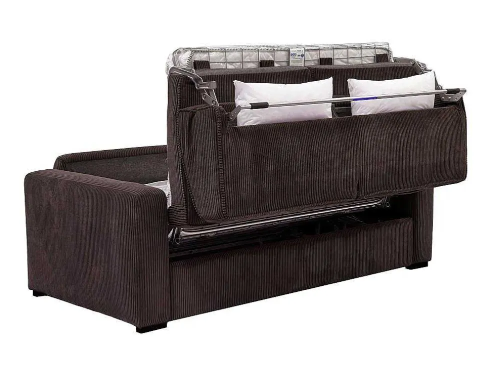 Express-Driezitsslaapbank Van Bruin Ribfluweel - Bed 140 Cm - Matras 18 Cm - Mondovi