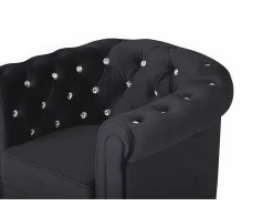 Fauteuil Chesterfield - Fluweel - Zwart Met Kristallen Knopen