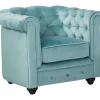 Fauteuil Chesterfield - Fluweel - Pastel Blauw