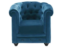 Fauteuil Chesterfield - Fluweel - Eend Blauw