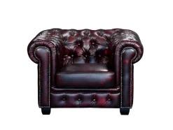 Fauteuil Chesterfield Brenton 100% Buffelleer - Cherry