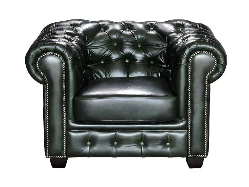 Fauteuil Chesterfield Brenton 100% Buffelleer - Empire Groen