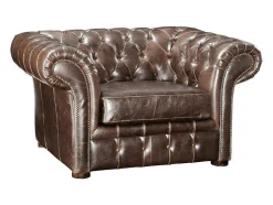 Fauteuil Chesterfield Clotaire Van 100% Leer Met Lived-In Aspect