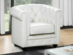 Fauteuil Chesterfield Van Kunstleer - Wit