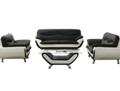 Fauteuil Indice Van Kunstleer - Tweekleurig Zwart En Wit