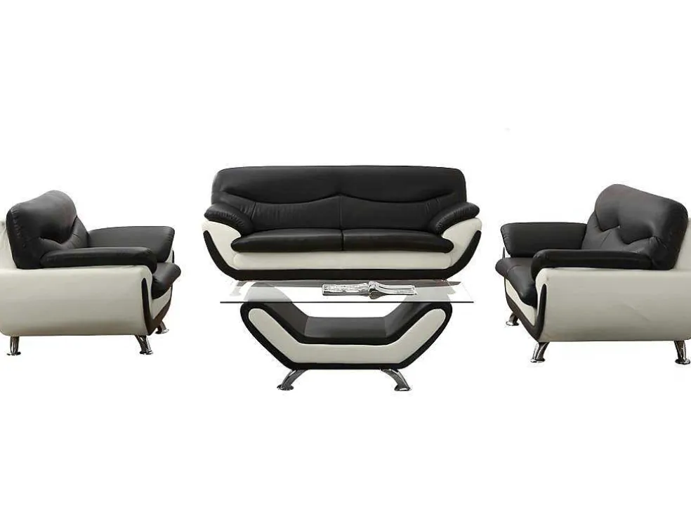 Fauteuil Indice Van Kunstleer - Tweekleurig Zwart En Wit
