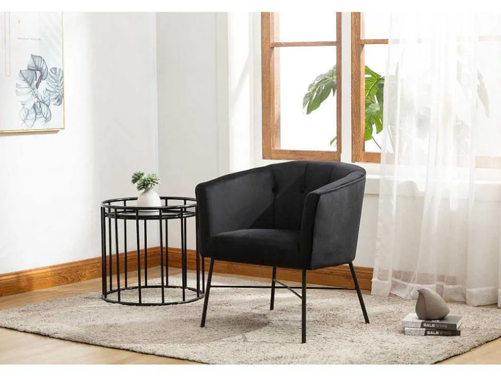 Fauteuil Met Armleuningen Fakart - 100% Polyester - Zwart