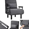 Fauteuil Met Kussen En Verstelbare Rugleuning - Om Te Bouwen Tot Fauteuil - Linnen Stof - Grijs