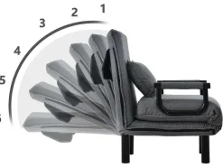 Fauteuil Met Kussen En Verstelbare Rugleuning - Om Te Bouwen Tot Fauteuil - Linnen Stof - Grijs