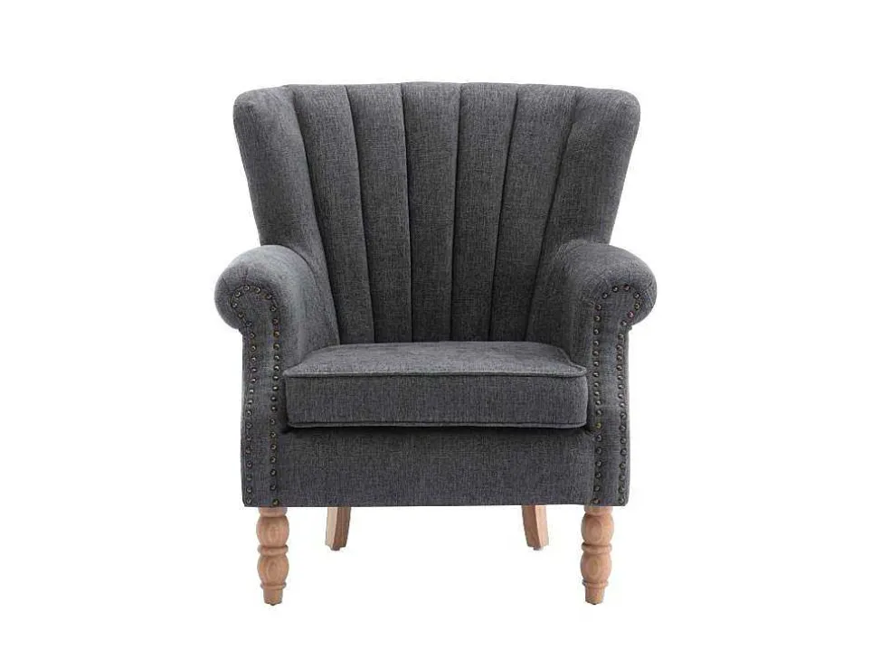 Fauteuil Van Antracietkleurige Stof Met Klinknagels Batoumi