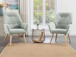 Fauteuil Van Blauwgroene Stof Osimo