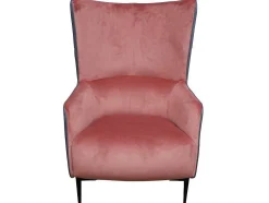 Fauteuil Van Roze Fluweel En Antraciet Structuur Mendocino