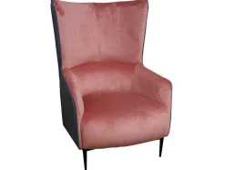 Fauteuil Van Roze Fluweel En Antraciet Structuur Mendocino