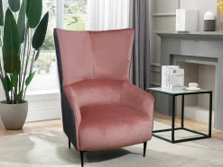 Fauteuil Van Roze Fluweel En Antraciet Structuur Mendocino