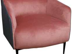 Fauteuil Van Roze Fluweel En Antraciet Structuur Mendocino