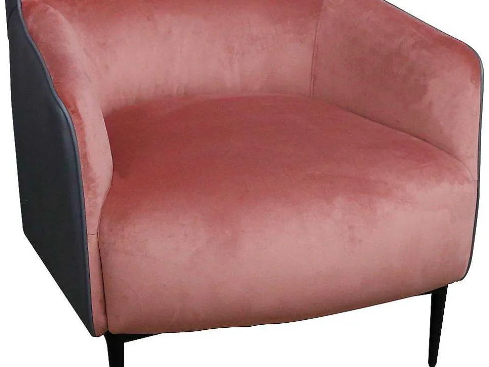 Fauteuil Van Roze Fluweel En Antraciet Structuur Mendocino