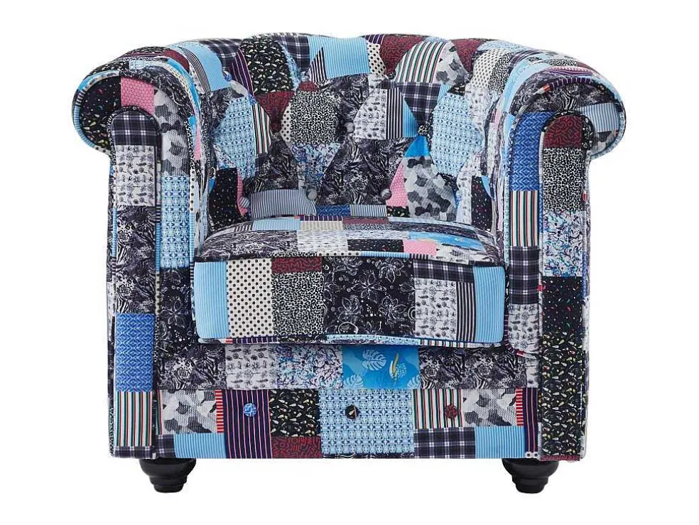 Fauteuil Van Stof Met Patchwork-Motief Chesterfield