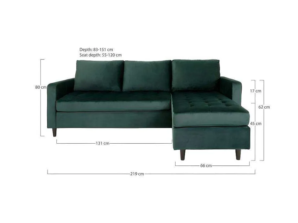 Firenze Chaise Longue Bank Velours, Groen.