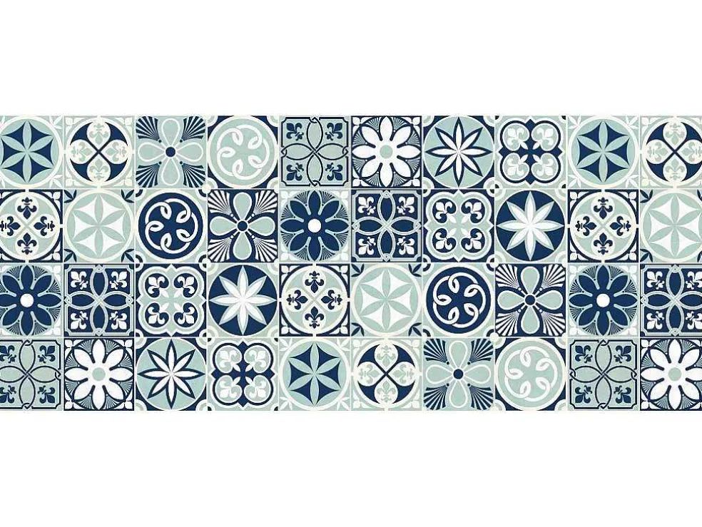 Gangtapijt Van Vinyl Met Cementtegeleffect - 66 X 160 Cm - Blauw - Rica