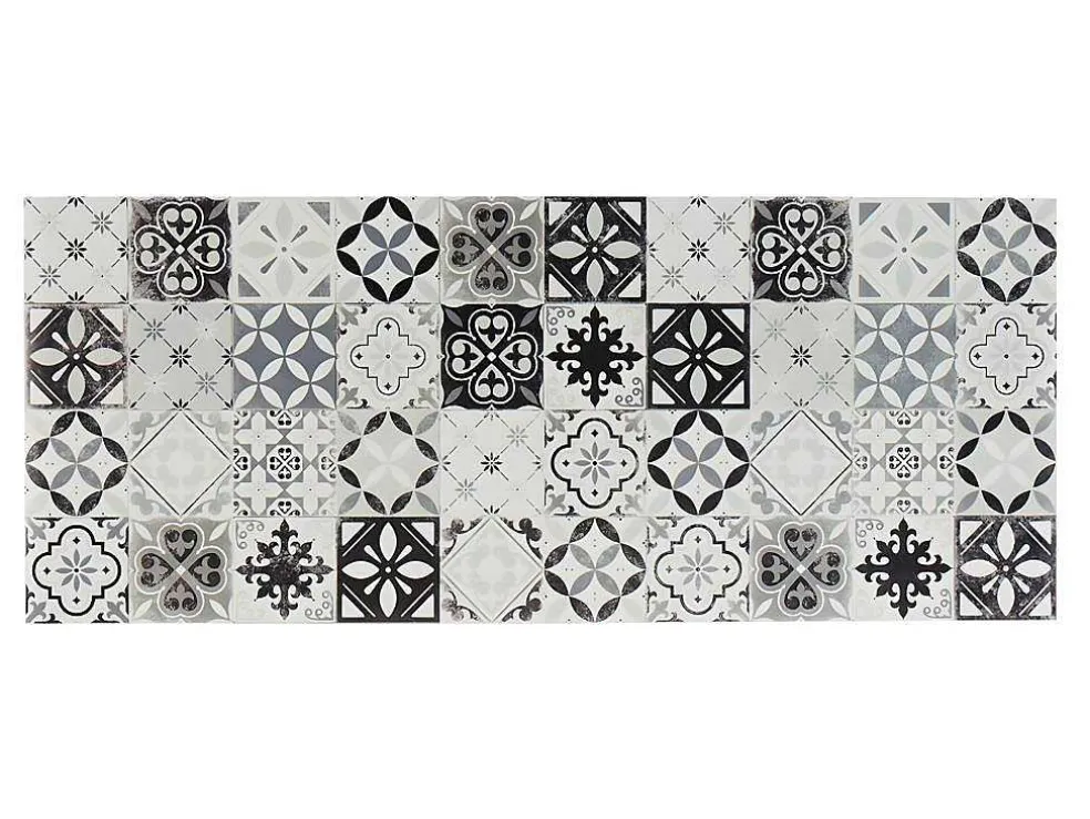 Gangtapijt Van Vinyl Met Vloertegeleffect Mosai - 66 X 160 Cm - Zwart En Wit