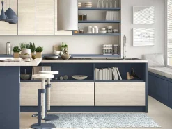 Gangtapijt Van Vinyl Met Cementtegeleffect - 66 X 160 Cm - Blauw En Wit - Princy