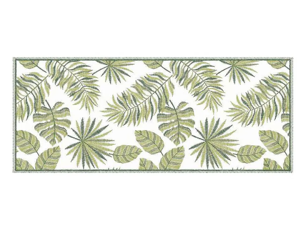 Gangtapijt Van Vinyl Met Tropisch Motief - 66 X 160 Cm - Groen En Wit - Tropicala