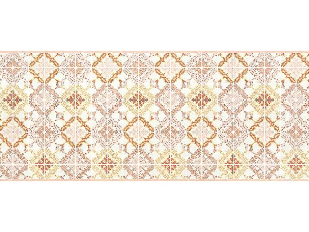 Gangtapijt Van Vinyl Met Cementtegeleffect - 66 X 160 Cm - Oranje En Roze - Eloza