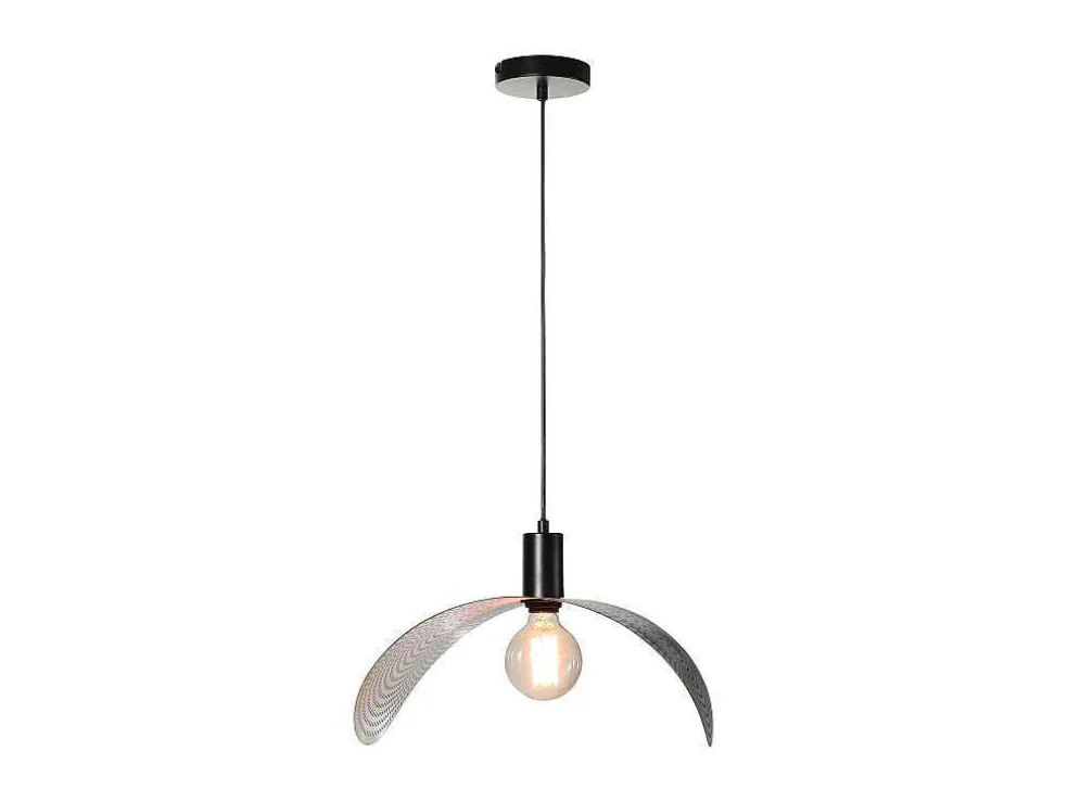 Gebogen Hanglamp Met Design-Stijl Van Metaal - L60 X D41 Cm - Zwart En Binnenkant Goudkleurig - Lucena