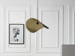 Gebogen Hanglamp Met Design-Stijl Van Metaal - L60 X D41 Cm - Zwart En Binnenkant Goudkleurig - Lucena