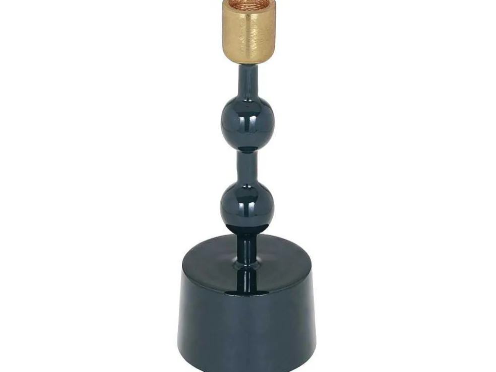 Geemailleerde Aluminium Kandelaar - H.22 Cm - Eendeblauw - Parina