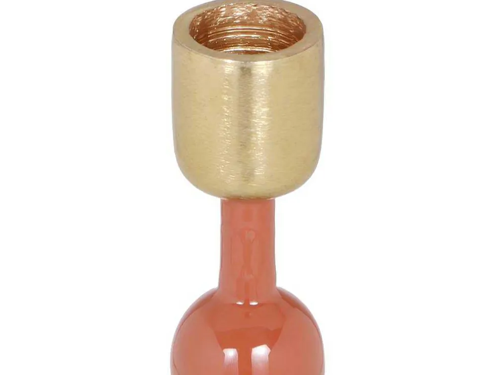 Geemailleerde Aluminium Kandelaar - H.26,5 Cm - Terracotta - Parina