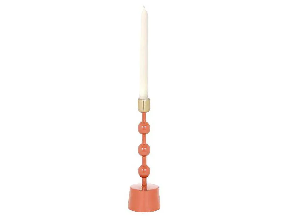Geemailleerde Aluminium Kandelaar - H.26,5 Cm - Terracotta - Parina