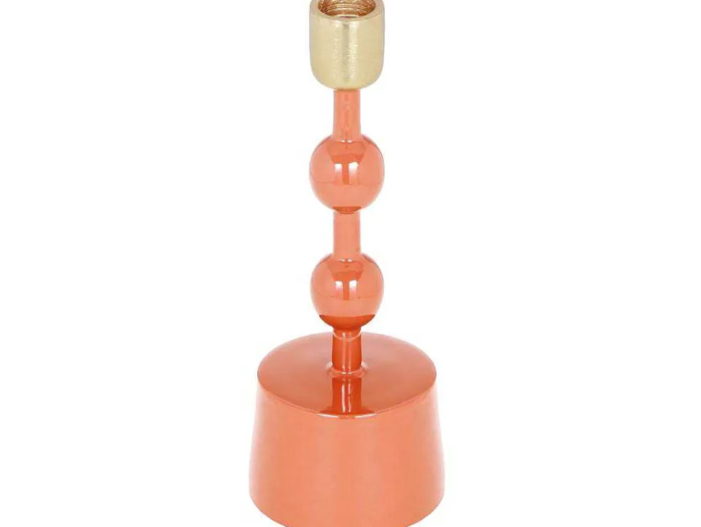 Geemailleerde Aluminium Kandelaar - H.22 Cm - Terracotta - Parina