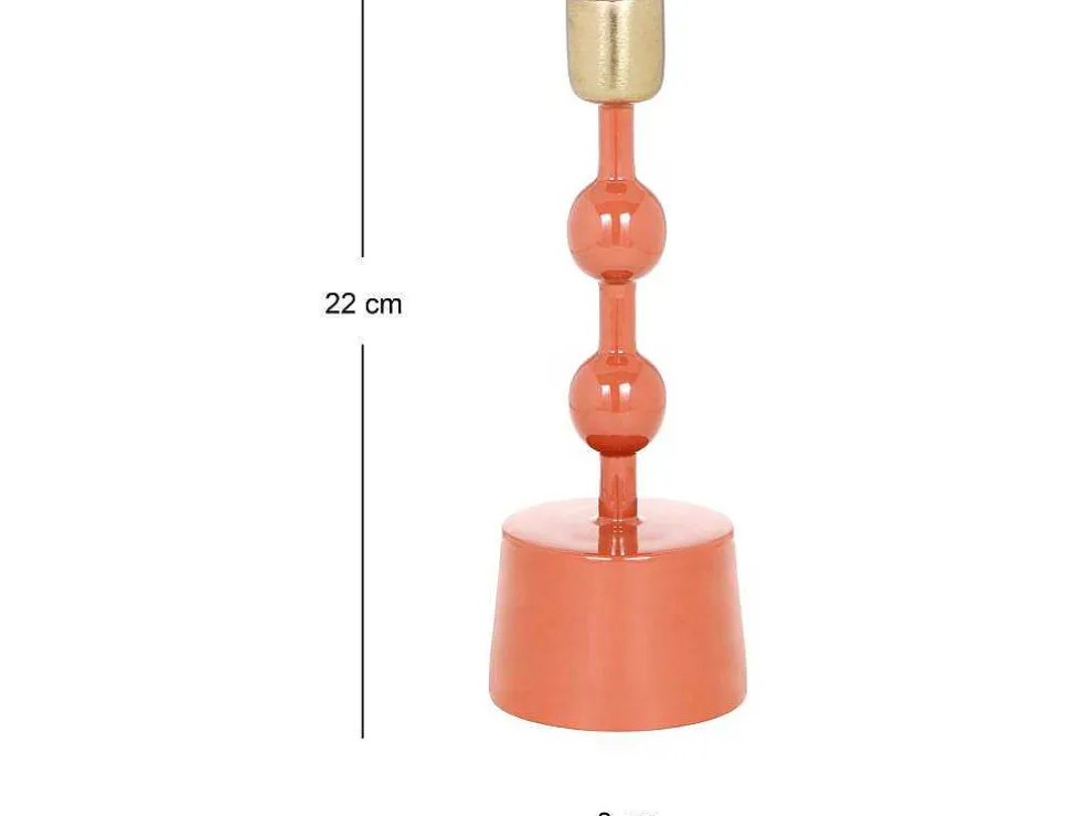 Geemailleerde Aluminium Kandelaar - H.22 Cm - Terracotta - Parina