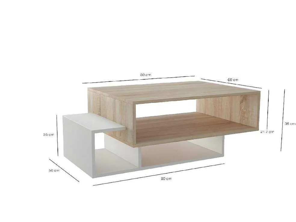 Gemini Koffietafel, Wit, Sonoma, 100X60X35 Cm, Epikasa