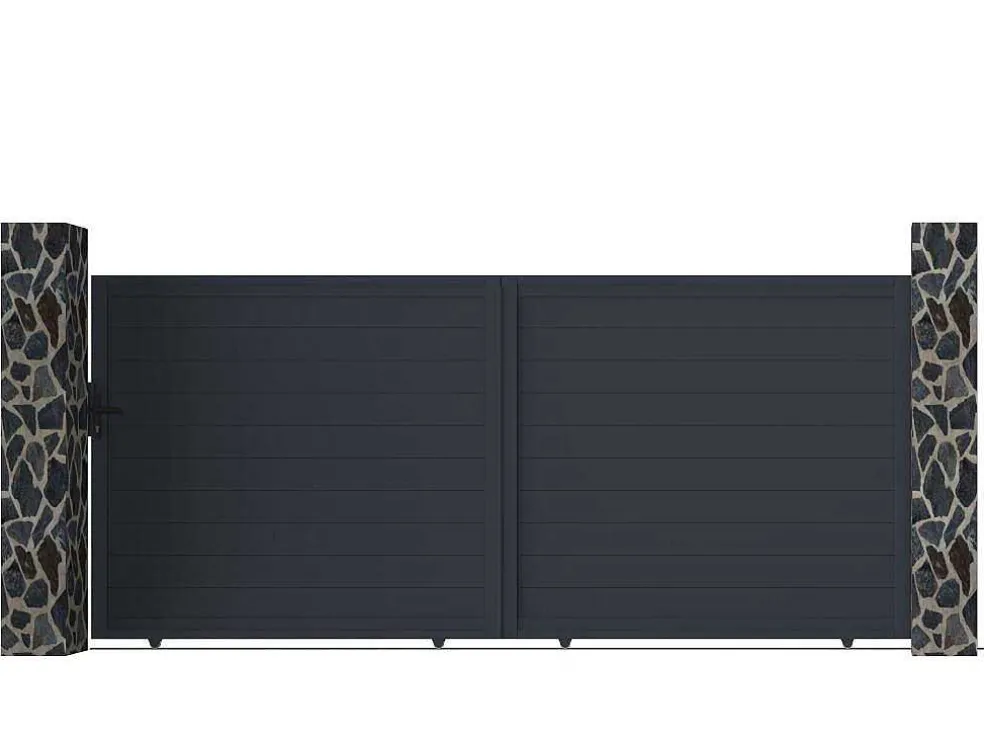 Gemotoriseerde Schuifpoort Van Aluminium Antraciet - L374 X 165 Cm - Nazario