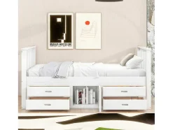 Gesloten Eenpersoonsbed 90X200Cm Met 4 Lades En Een Deur - Wit