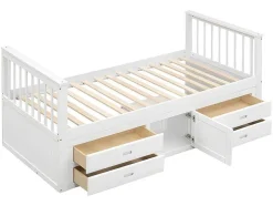 Gesloten Eenpersoonsbed 90X200Cm Met 4 Lades En Een Deur - Wit